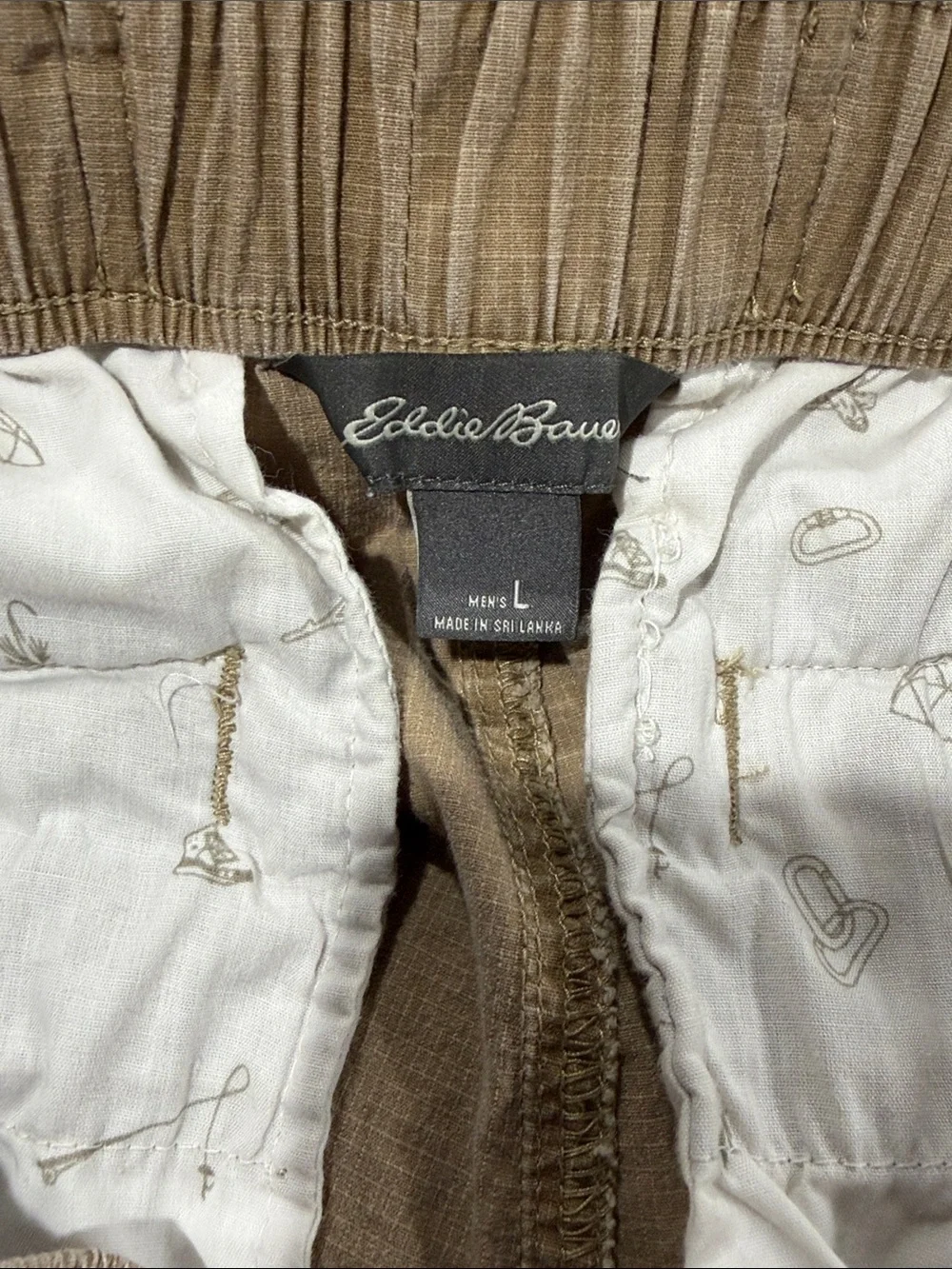 Eddie Bauer Men's Pull-On Drawstring Twill Shorts - Beige/Khaki - Size Large